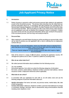 Job Applicant Privacy Notice July 2026